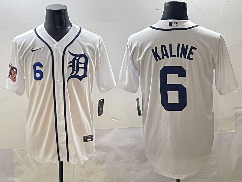 Men 2025 Detroit Tigers #6 Kaline White Game Nike MLB Jersey style 4
